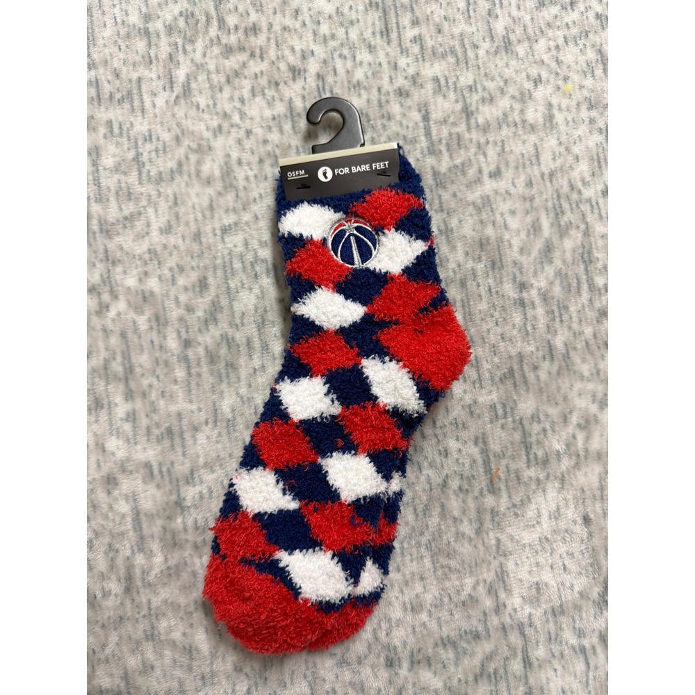 NBA Washington‎ Wizards For Bare Feet Fuzzy Socks Red White Blue Argyle OSFM